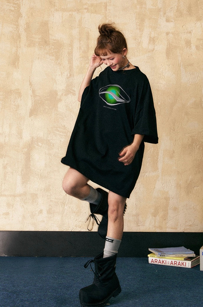 EZEK&STUDIO Niche Print Loose Trendy T-Shirt