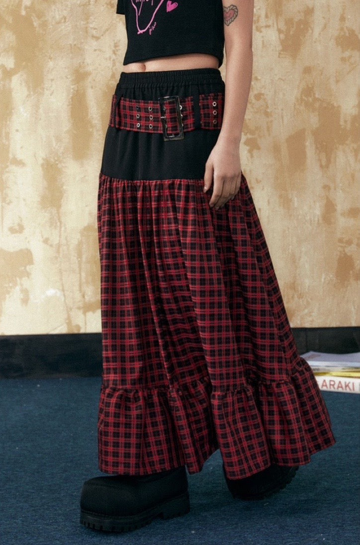 EZEK&STUDIO Rock Retro Red plaidskirt