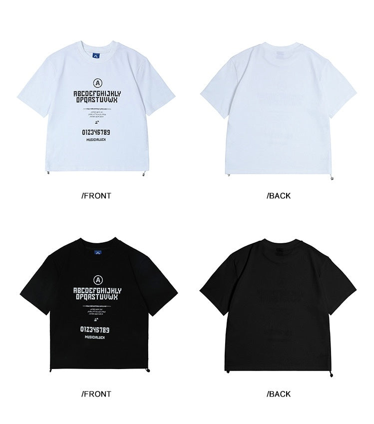 EZEK&STUDIO American Retro White Print Short Sleeve T-shirt