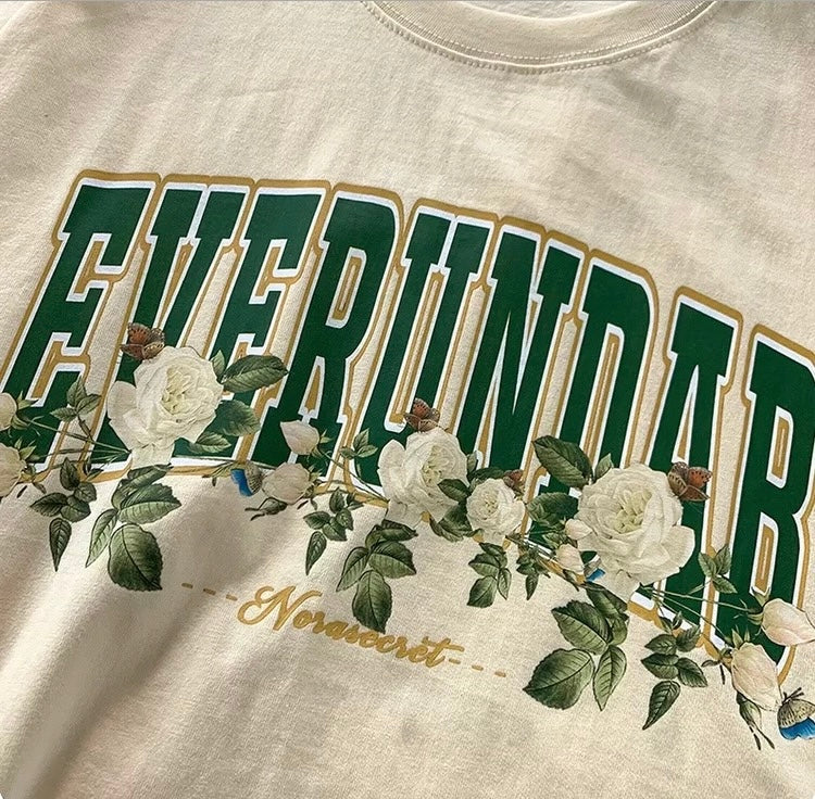 Konggeins Retro rose short sleeve T-shirt