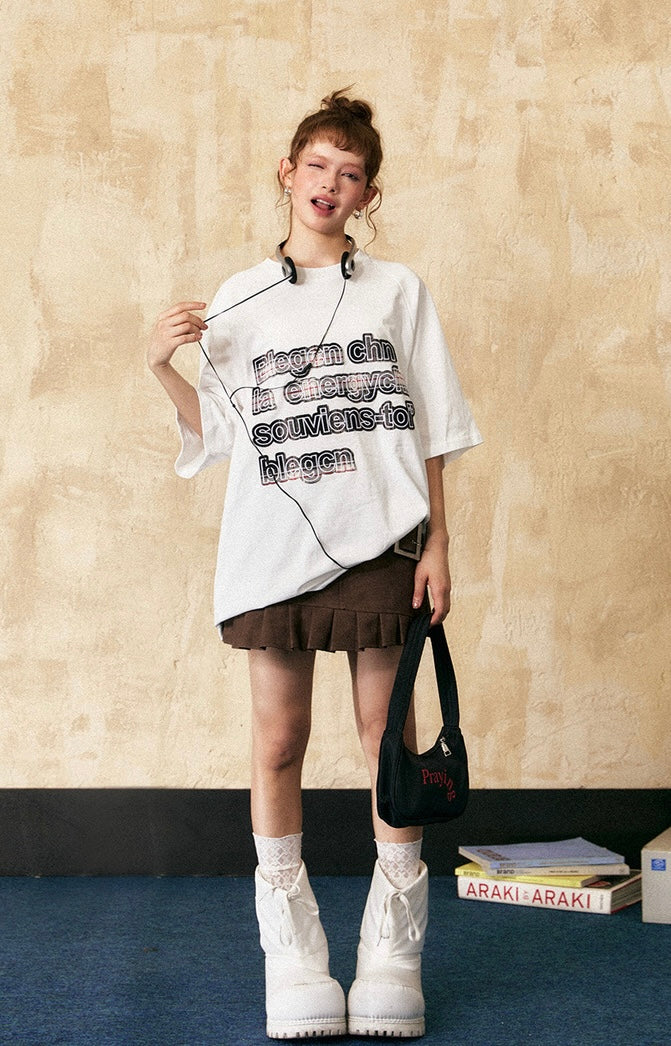 EZEK&STUDIO American retro print short sleeve T-shirt