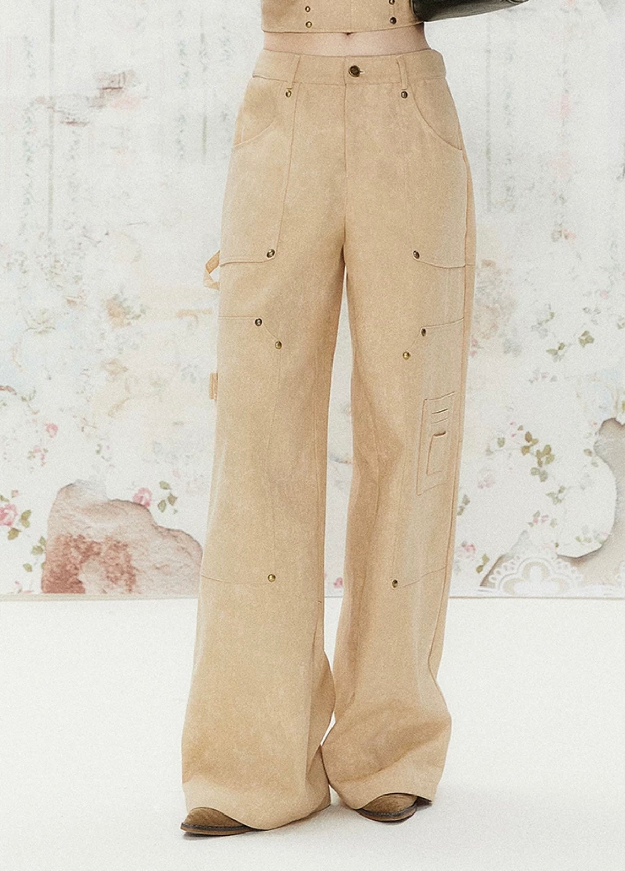 I'M ONE Retro distressed high waist slim overalls