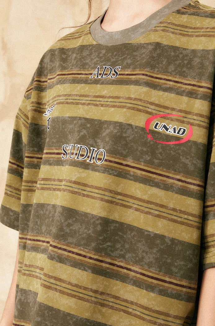 EZEK&STUDIO American retro striped short sleeve T-shirt