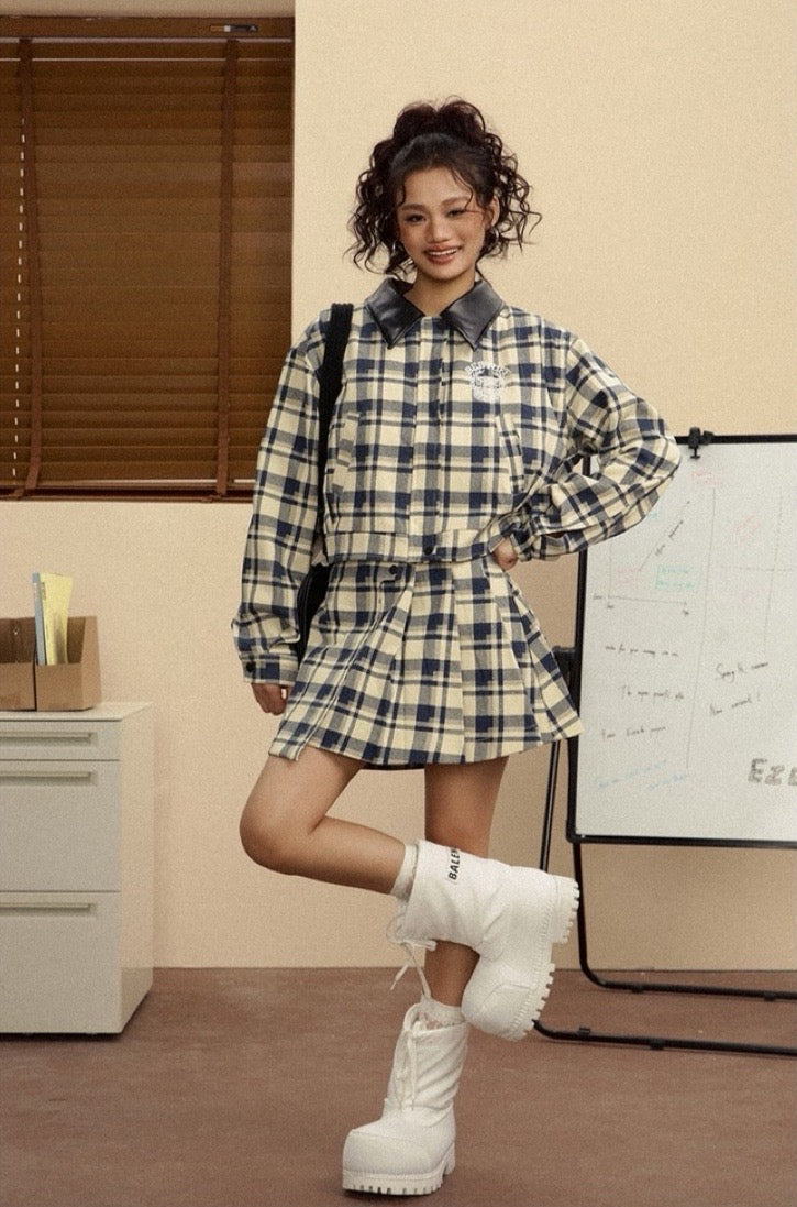 EZEK&STUDIO Retro Vintage Plaid setuppants