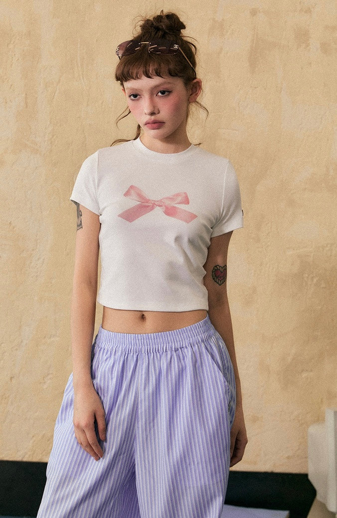 EZEK&STUDIO American Retro ribbon T-shirt