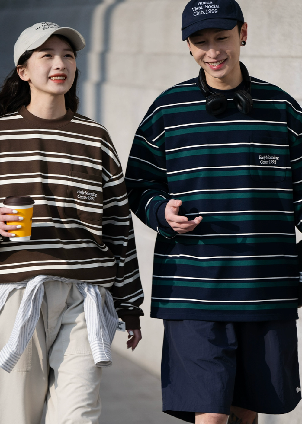 BELLKENIDE Retro Striped Long Sleeve Loose T-Shirt