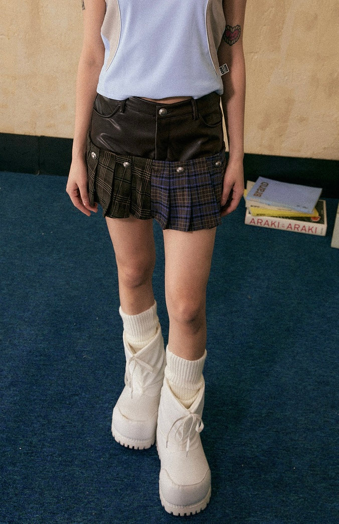 EZEK&STUDIO American Retro splicing short skirt
