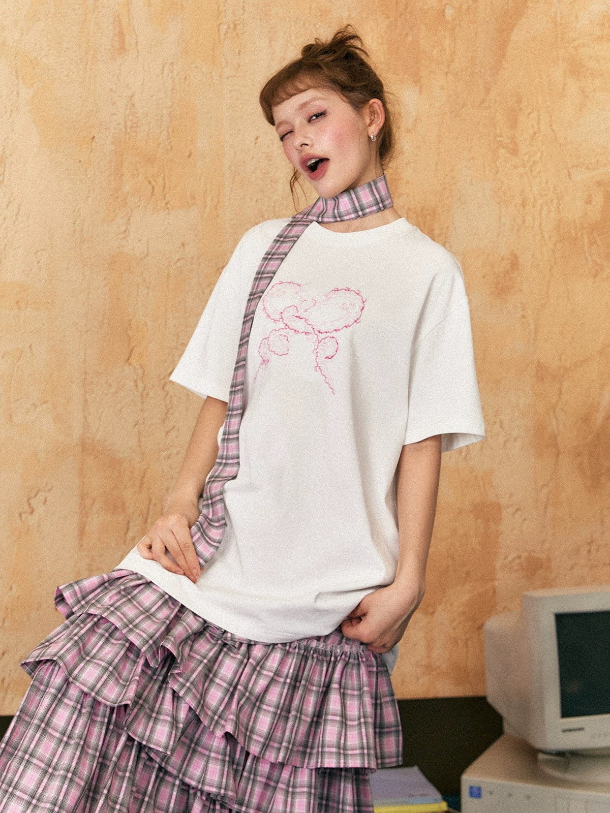 EZEK&STUDIO Butterfly print short T-shirt