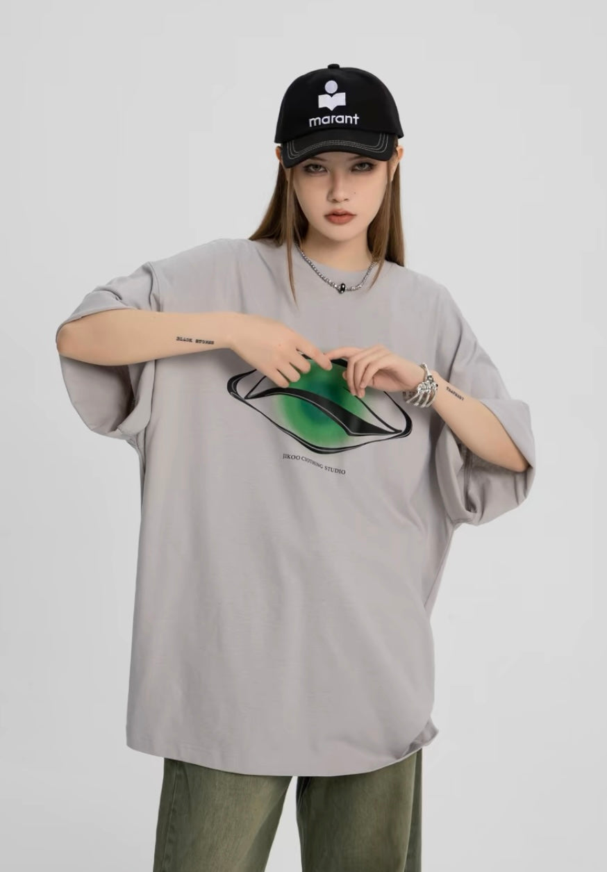 EZEK&STUDIO Niche Print Loose Trendy T-Shirt
