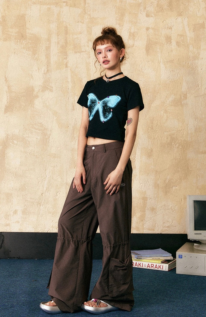 EZEK&STUDIO Butterfly print short sleeve T-shirt
