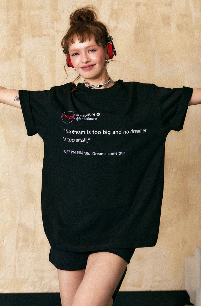 EZEK&STUDIO American Letter Black Short Sleeve T-Shirt