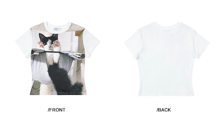 EZEK&STUDIO Animal cat short sleeve T-shirt