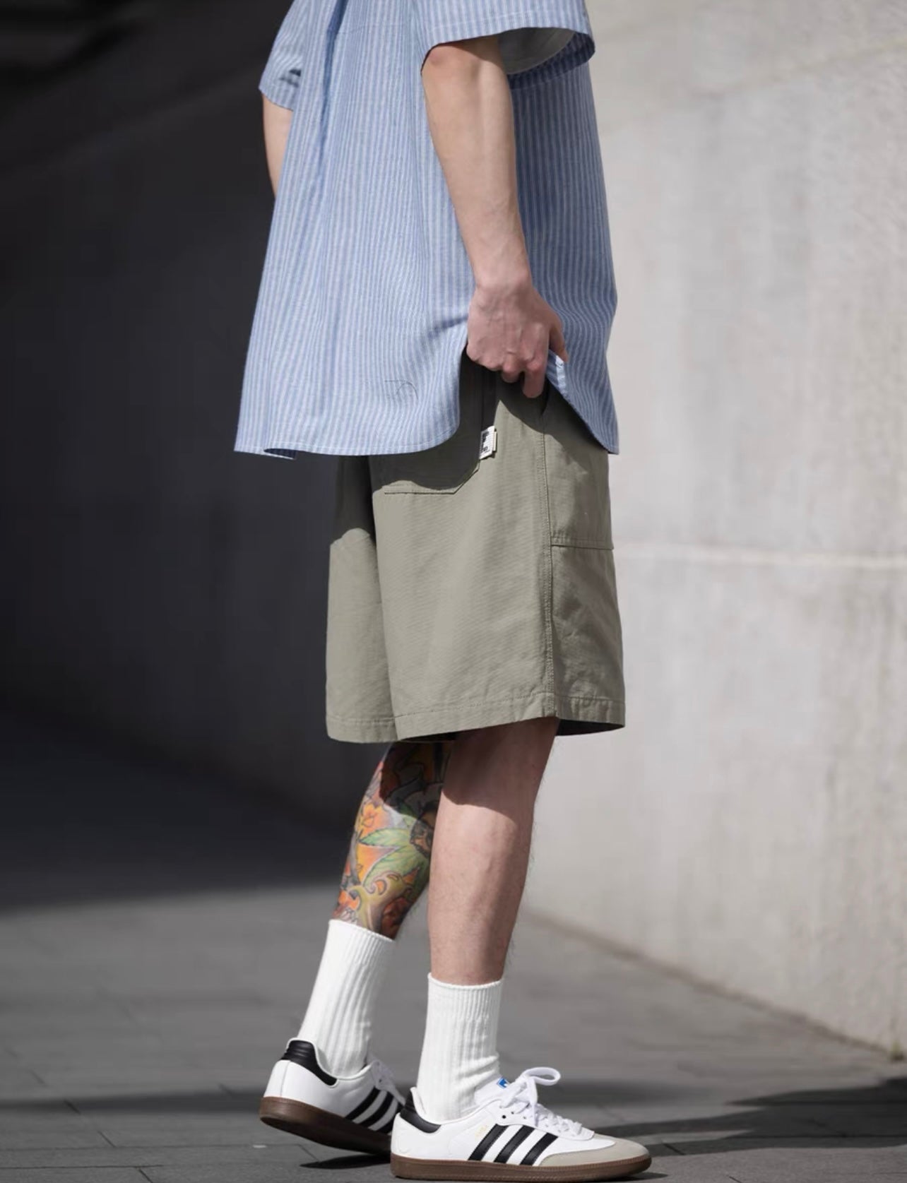 BELLKENIDE Retro cotton plain casual Shorts
