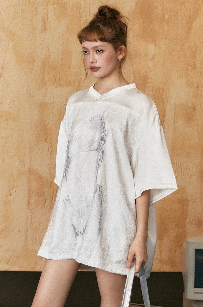 EZEK&STUDIO Stitch embroidery short sleeve T-shirt