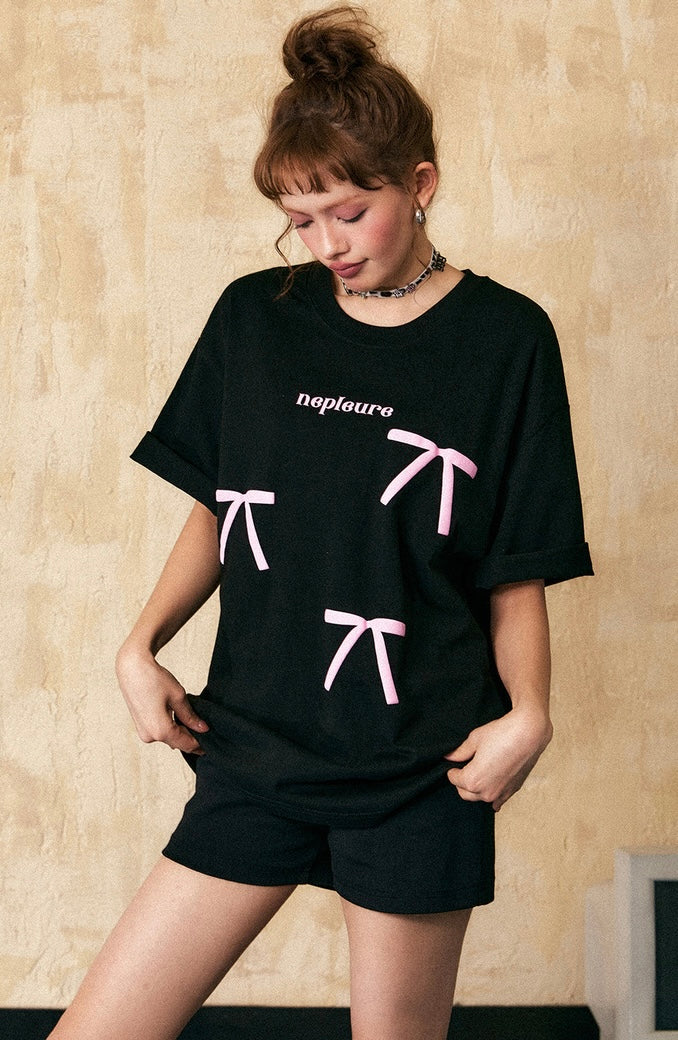 EZEK&STUDIO American Retro ribbon Short Sleeve T-Shirt