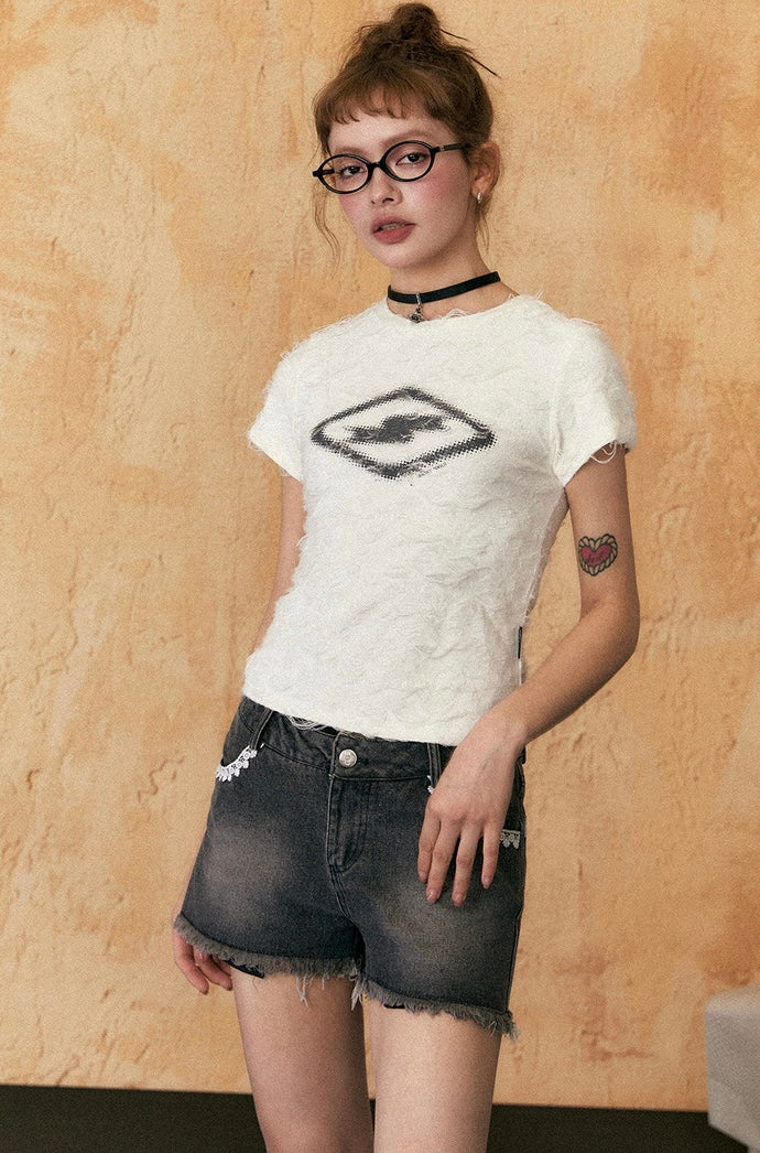 EZEK&STUDIO American print slim short sleeve T-shirt slim