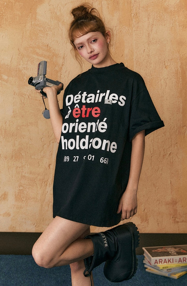 2024新作 アメリカンレトロルーズレタープリント半袖Tシャツ