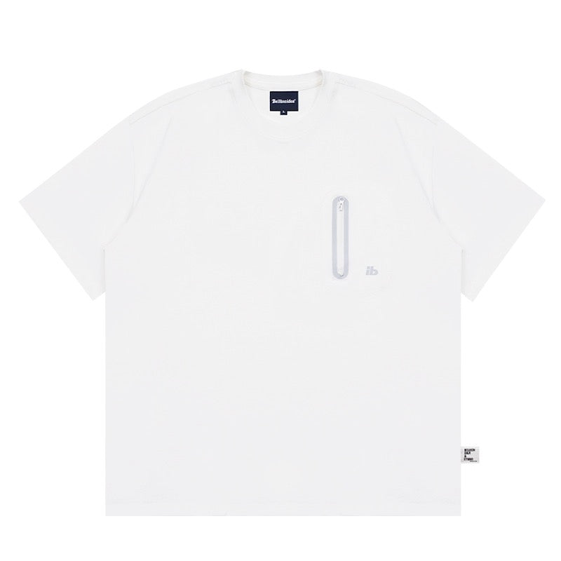 ジッパーポケット ラウンドネック 半袖 Tシャツ