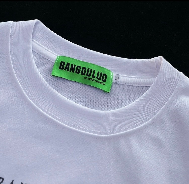 Konggeins Letter Graffiti Casual Short Sleeve T-Shirt