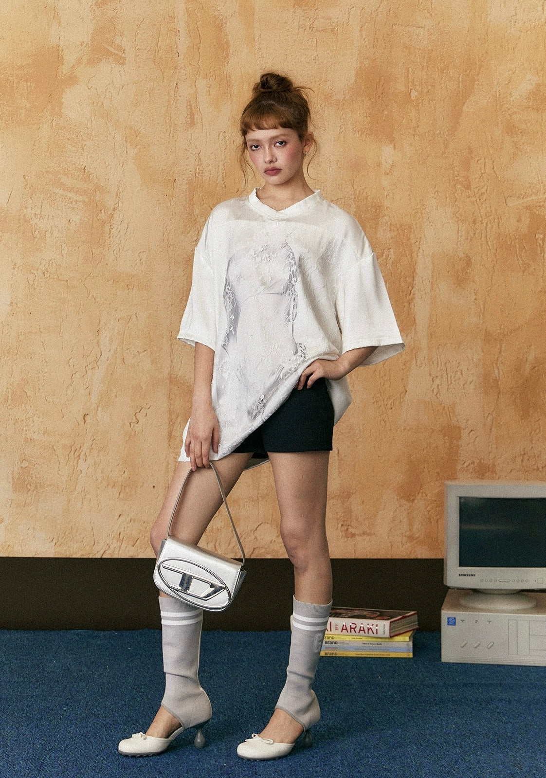 EZEK&STUDIO Stitch embroidery short sleeve T-shirt
