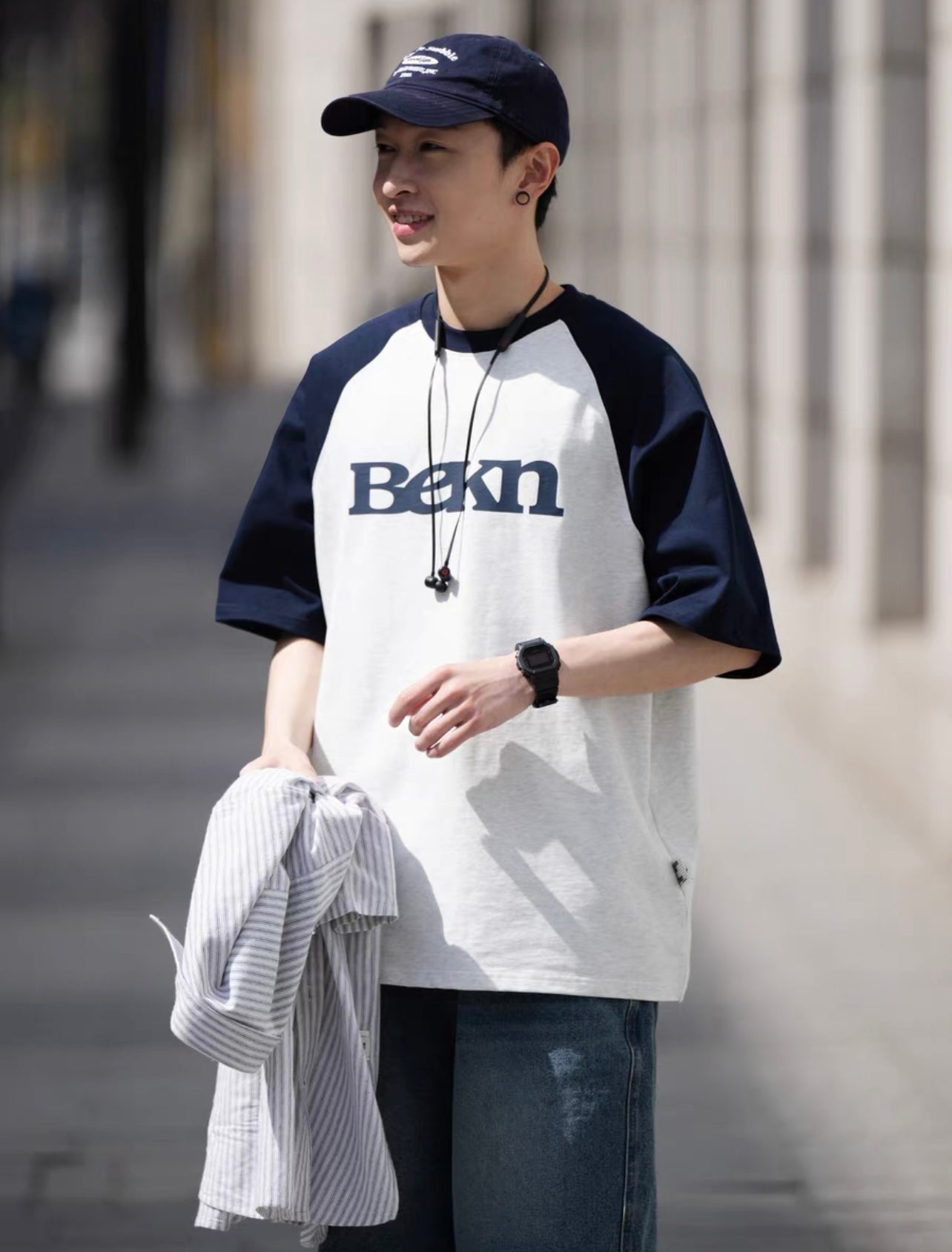BELLKENIDE Raglan sleeve color matching short sleeve T-shirt