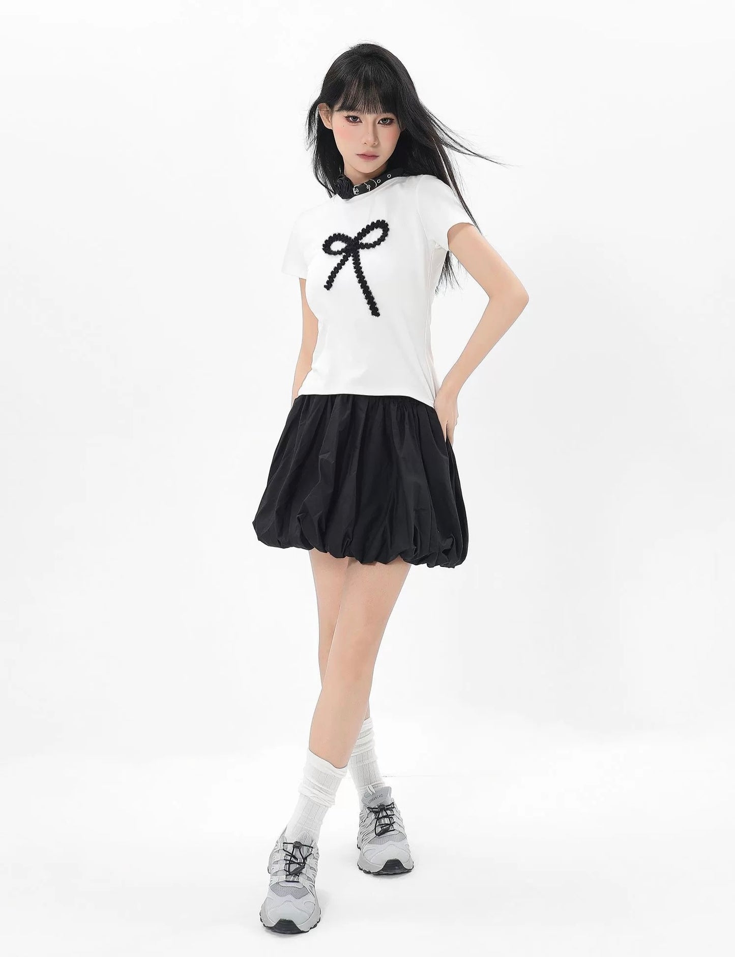 ARCG アメリカン ホワイト リボン半袖 T シャツ