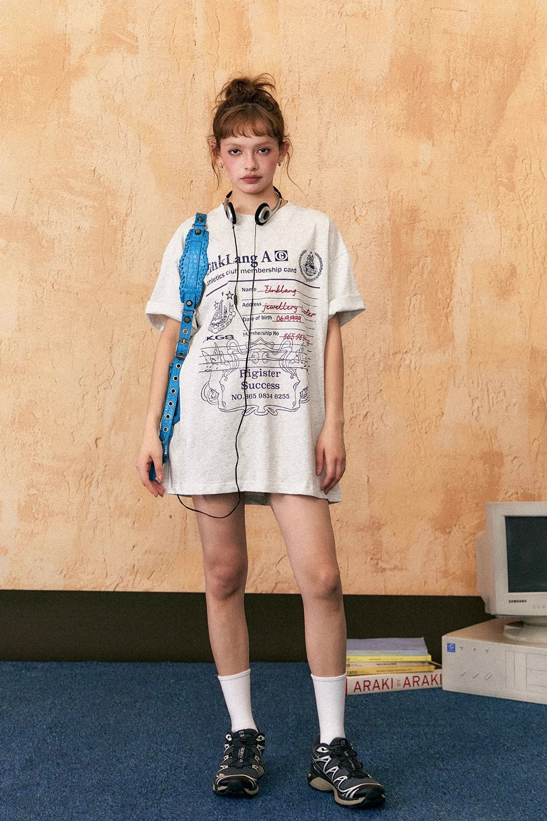 EZEK&STUDIO American Retro print casual short sleeve T-shirt