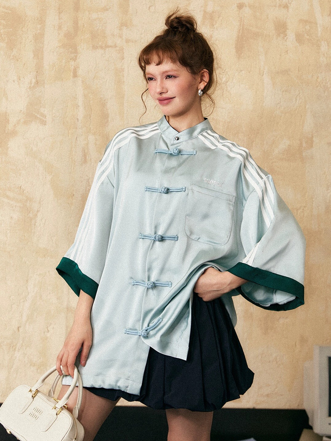 EZEK&STUDIO Chinese style striped short sleeve