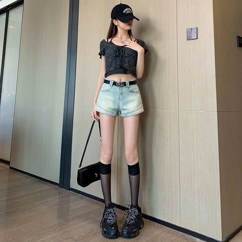 Konggeins Retro street denim shorts