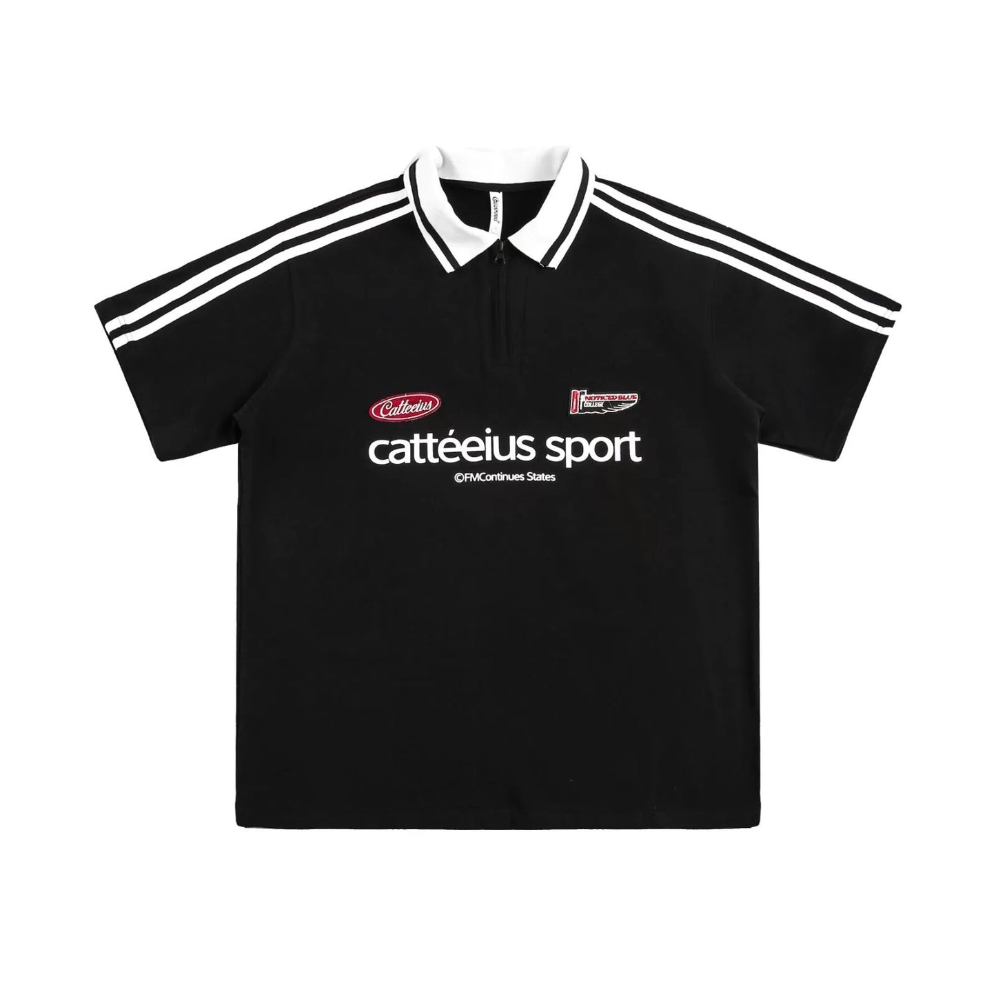 EZEK&STUDIO American retro striped half zip short sleeve polo shirt