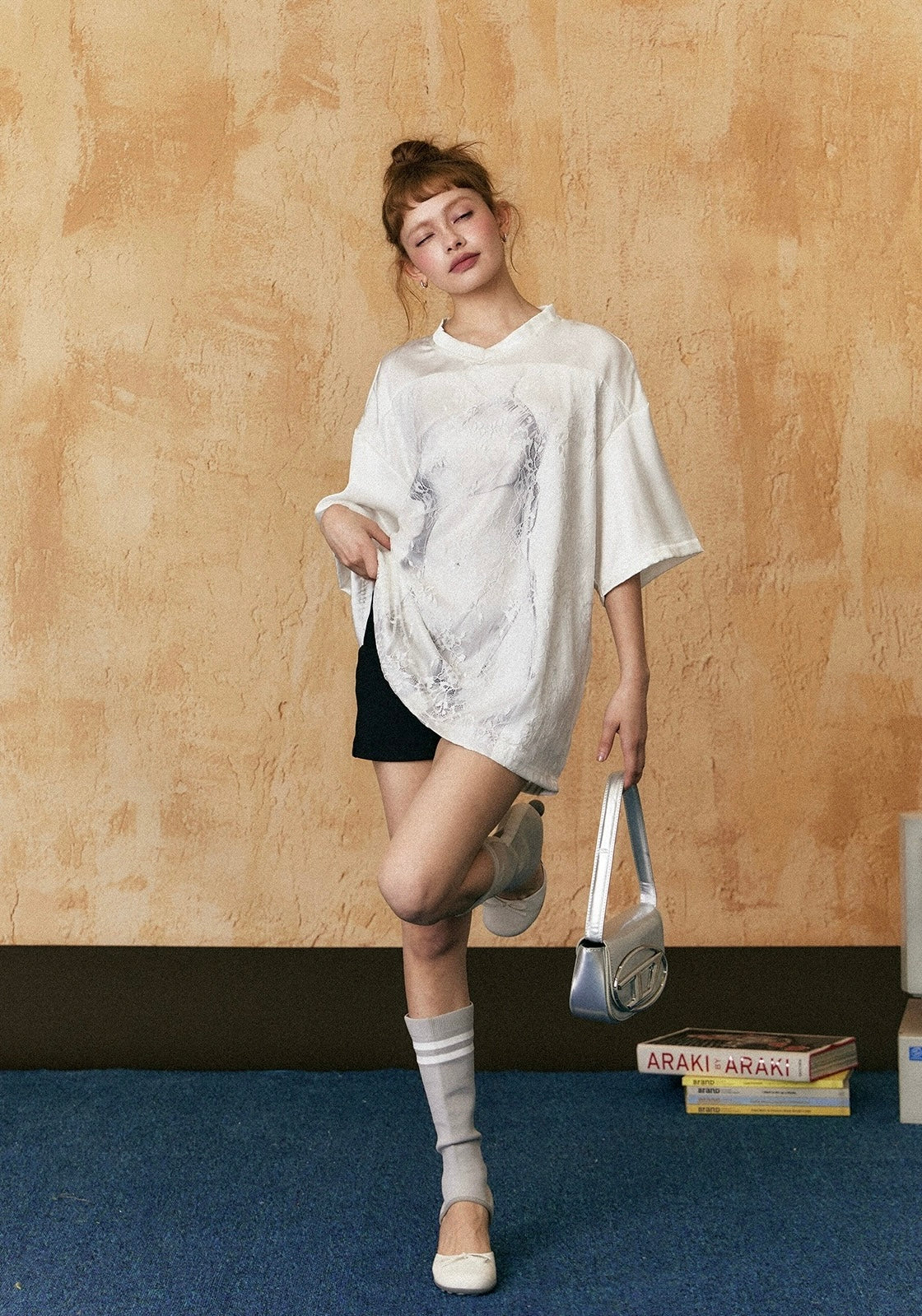 EZEK&STUDIO Stitch embroidery short sleeve T-shirt