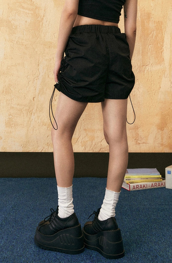 EZEK&STUDIO American retro pleated drawstring shorts