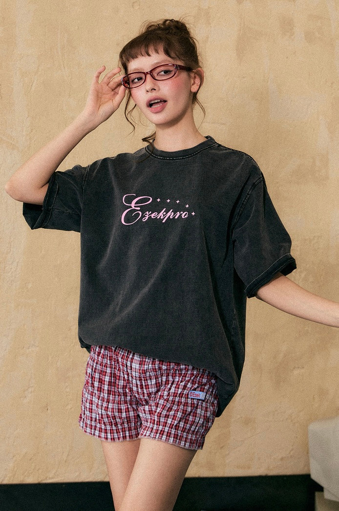 EZEK&STUDIO American Retro neck short sleeve T-shirt