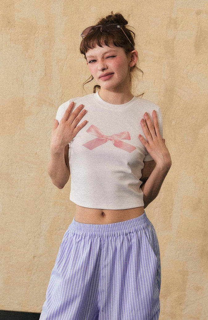 EZEK&STUDIO American Retro ribbon T-shirt