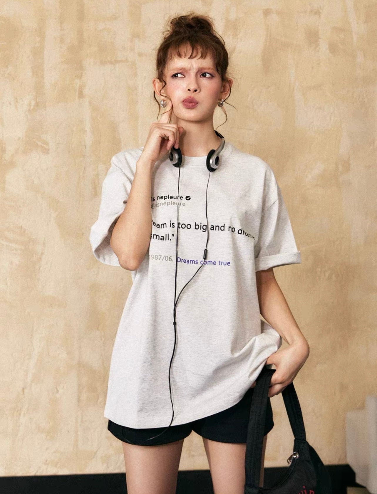 EZEK&STUDIO American Letter Black Short Sleeve T-Shirt