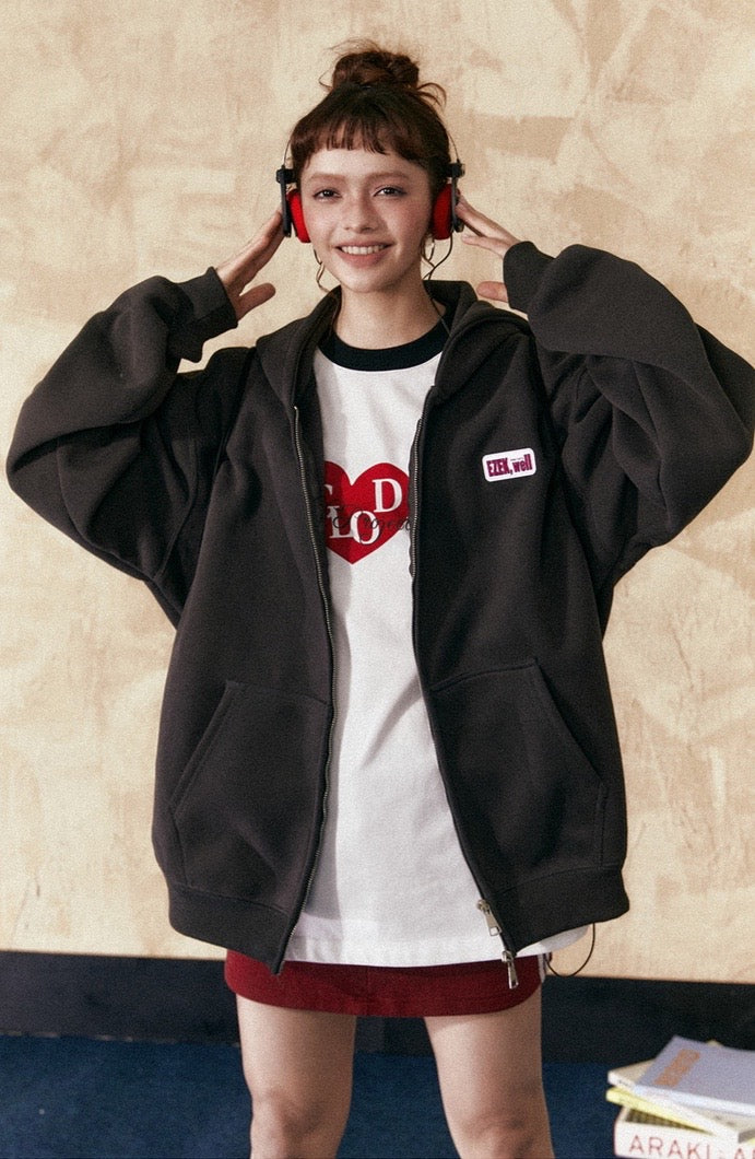 EZEK&STUDIO American Retro Zipper Cardigan Sweetshirt