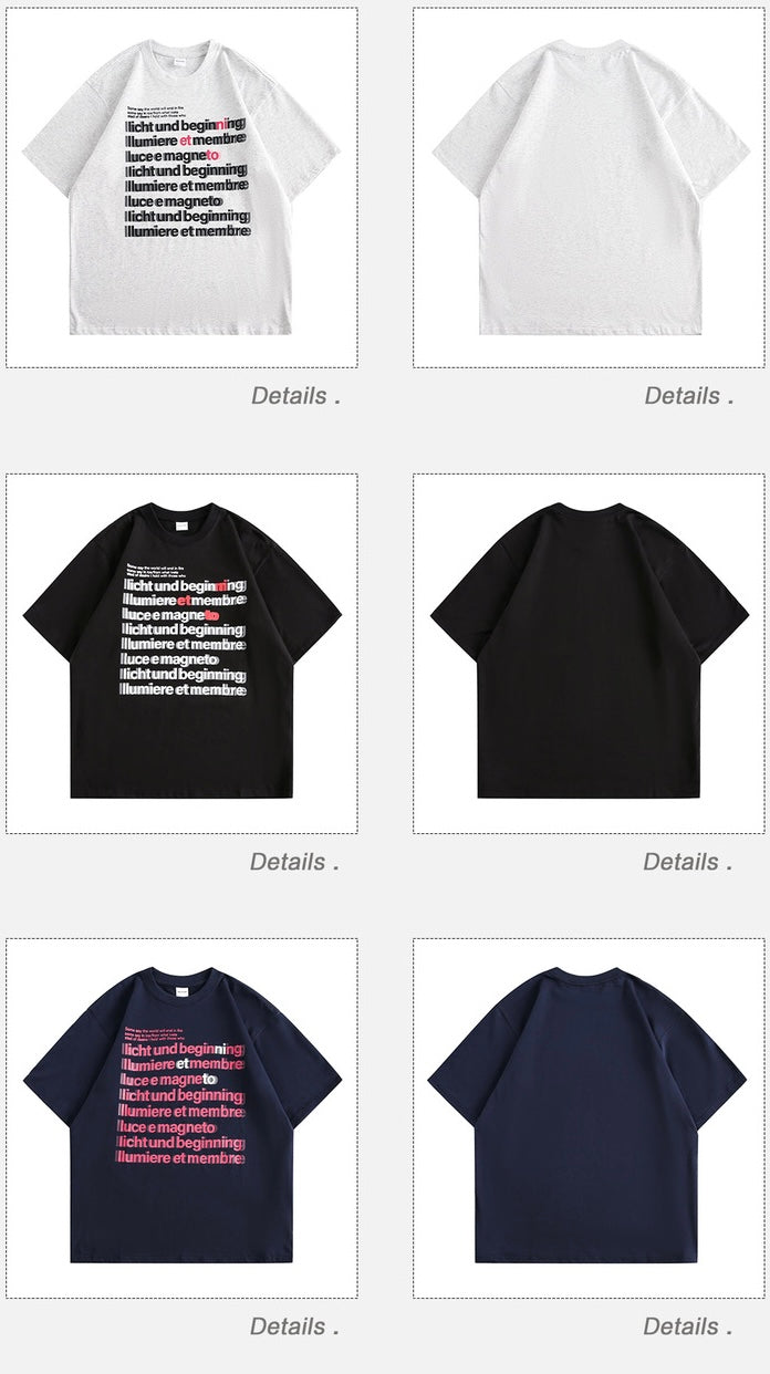 2024新作 アメリカンレトロレタープリント半袖Tシャツ