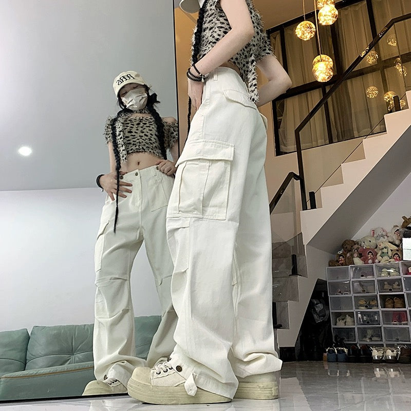 Konggeins American Straight Slim Wide Leg Pants