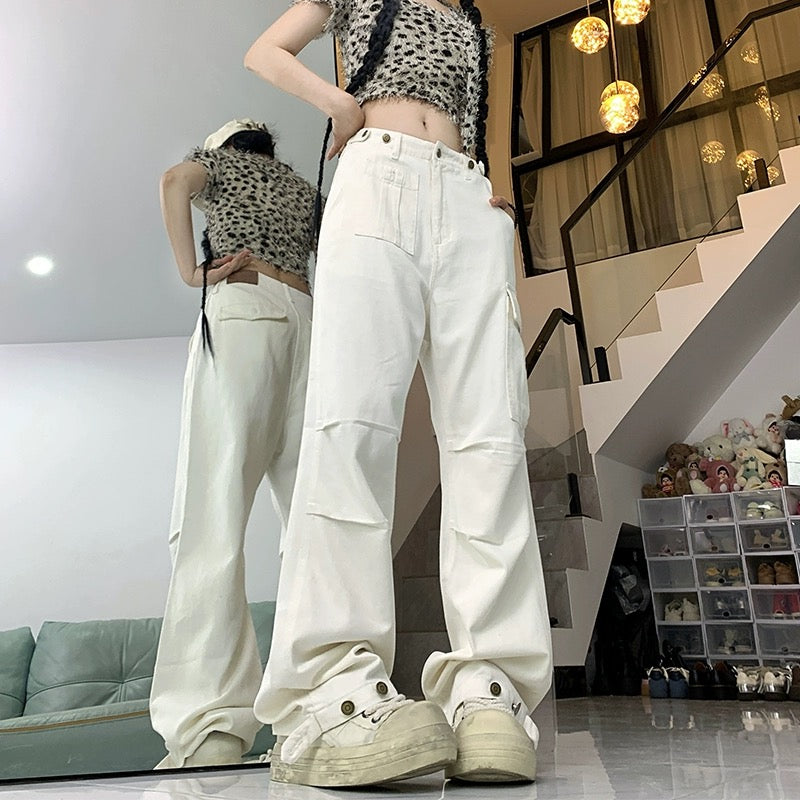 Konggeins American Straight Slim Wide Leg Pants