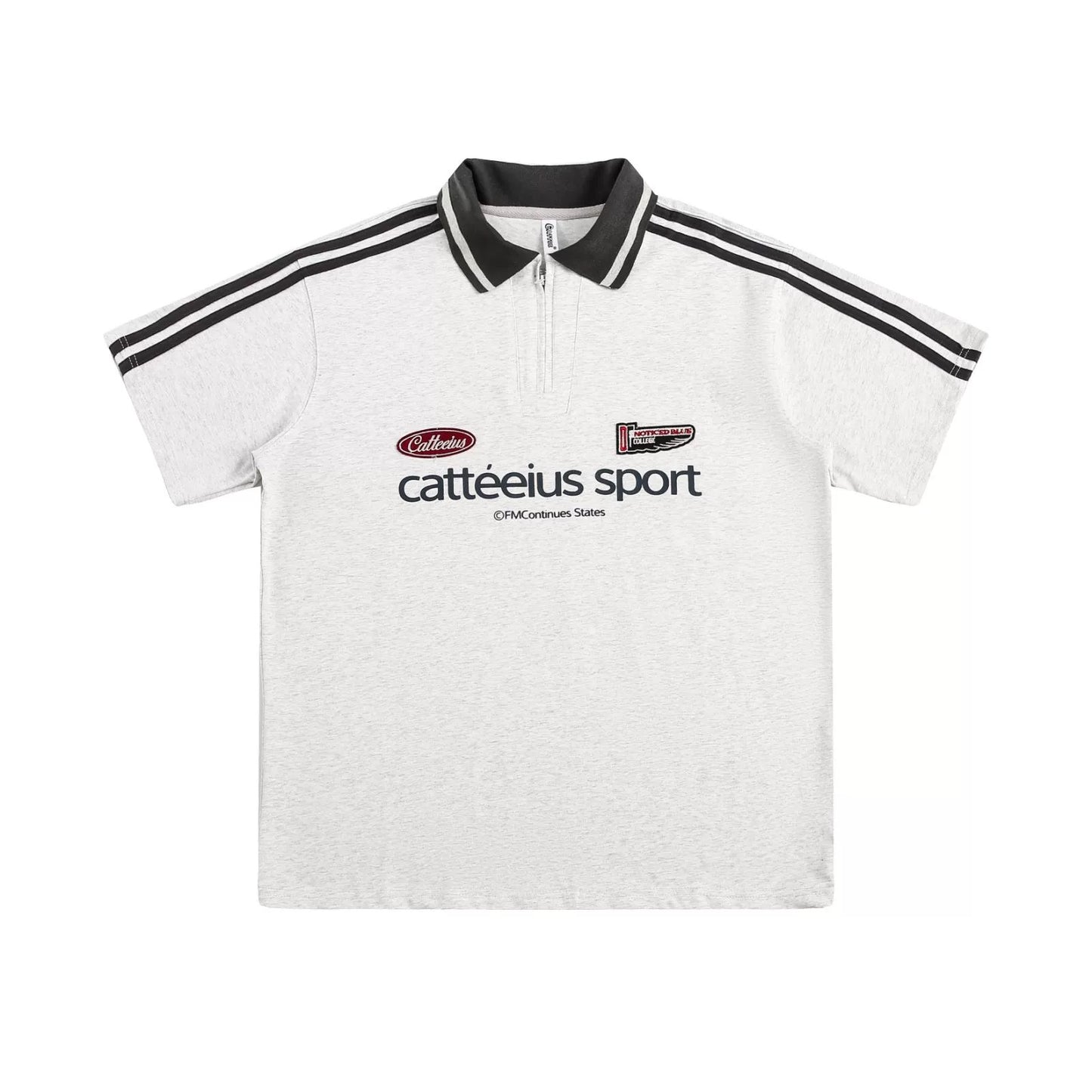 EZEK&STUDIO American retro striped half zip short sleeve polo shirt