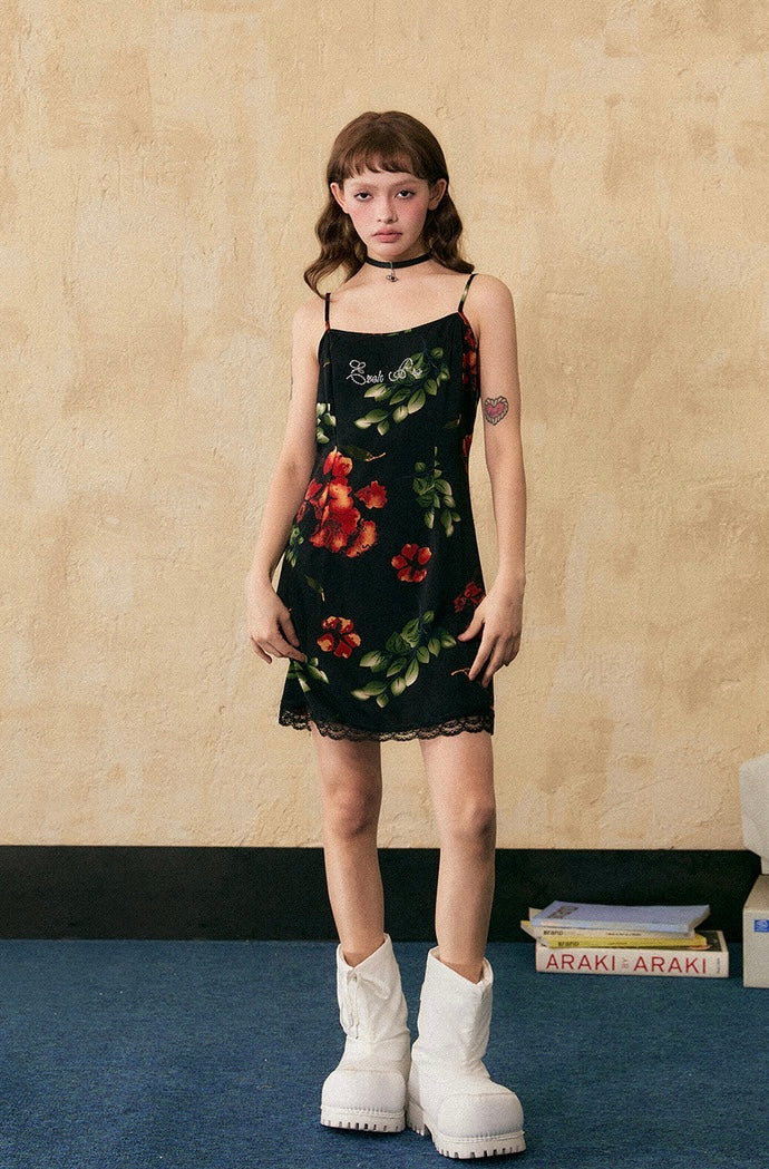 EZEK&STUDIO Lace casual suspender dress