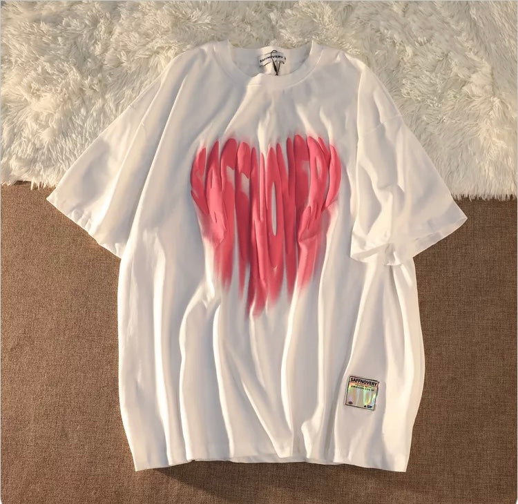 Konggeins Love Print Short Sleeve T-Shirt