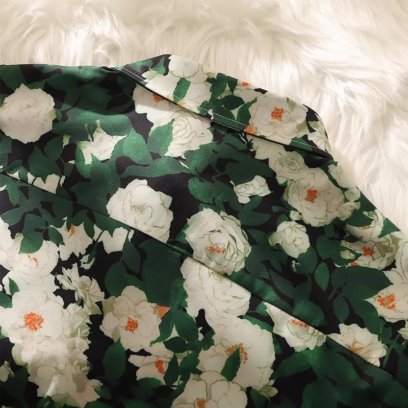 Konggeins American retro floral print short sleeve shirt