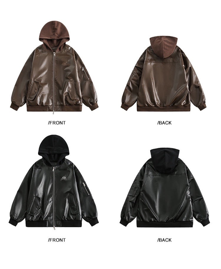 EZEK&STUDIO American Retro Hooded Leather