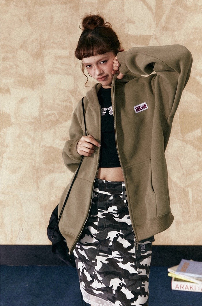 EZEK&STUDIO American Retro Zipper Cardigan Sweetshirt