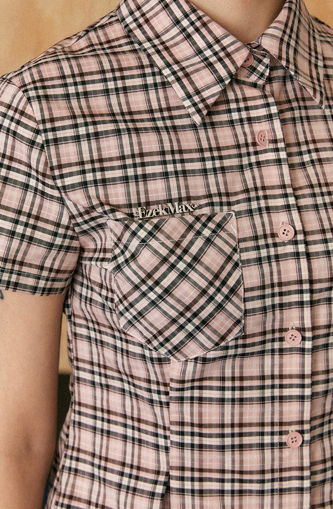 EZEK&STUDIO American retro plaid short sleeve shirt