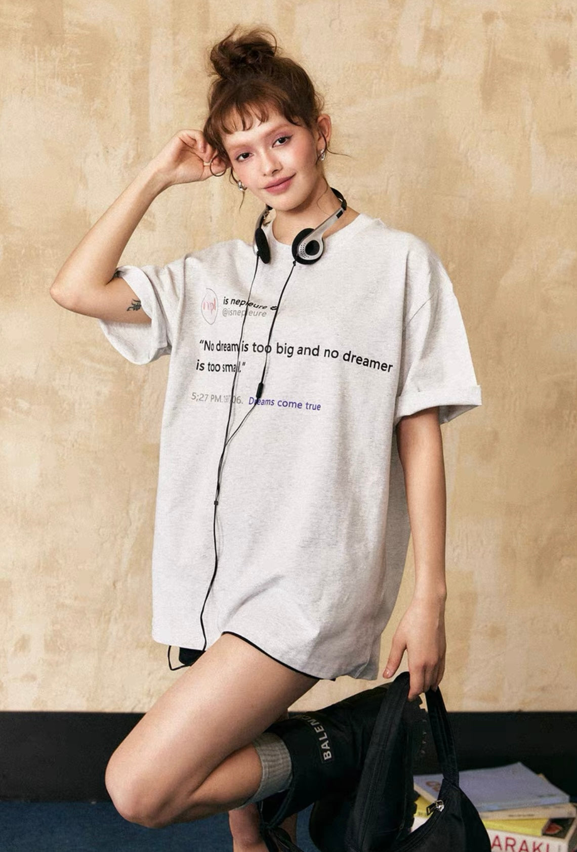 EZEK&STUDIO American Letter Black Short Sleeve T-Shirt