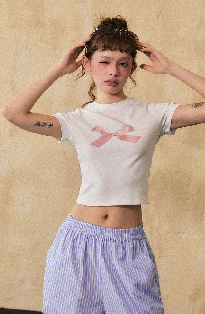 EZEK&STUDIO American Retro ribbon T-shirt