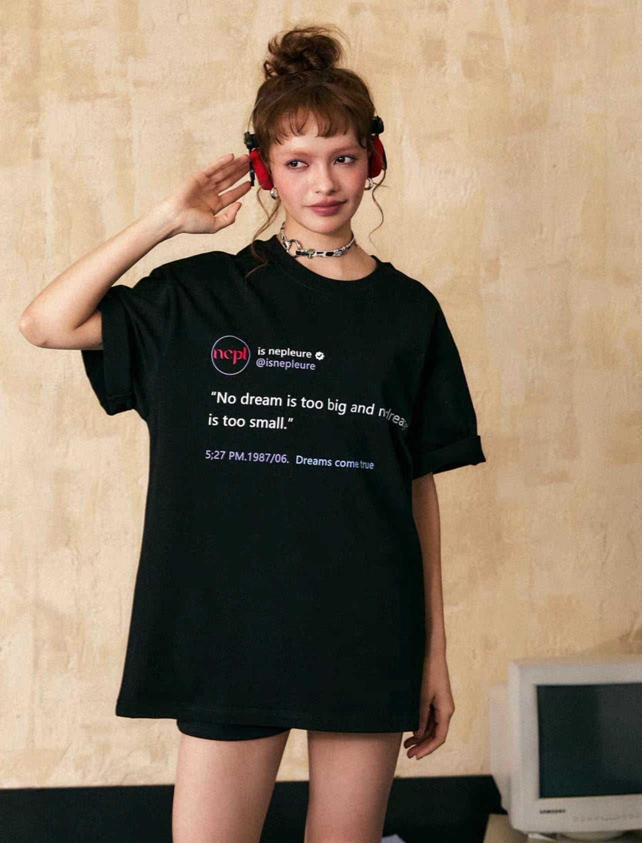 EZEK&STUDIO American Letter Black Short Sleeve T-Shirt
