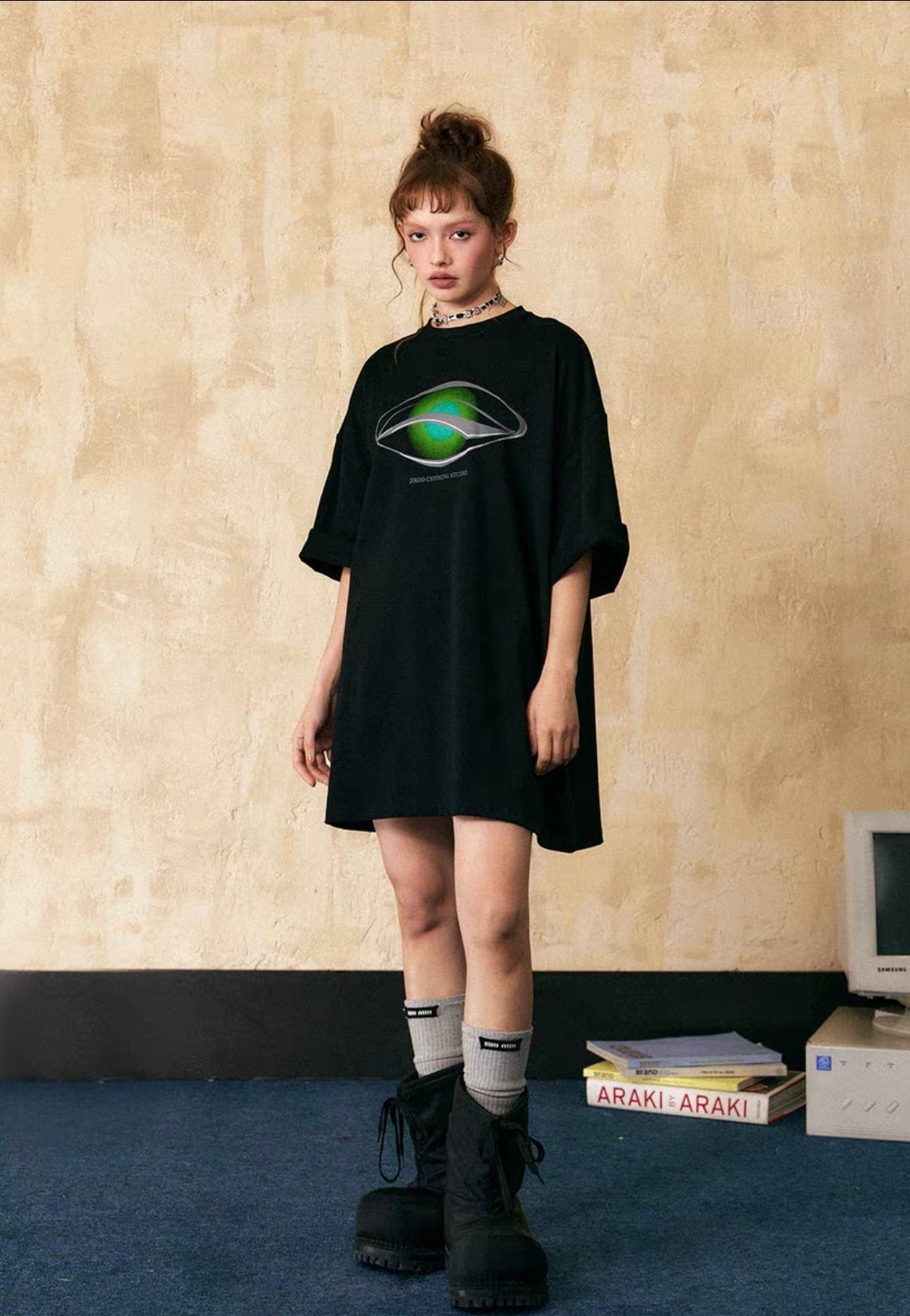 EZEK&STUDIO Niche Print Loose Trendy T-Shirt